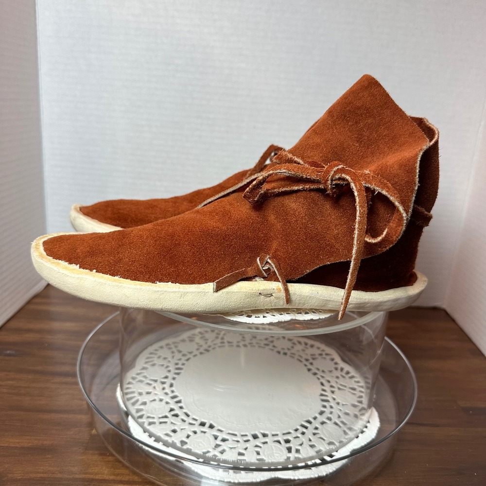 Traditional‎ Navajo rust suede Moccasin Boots No button leather soles grounding